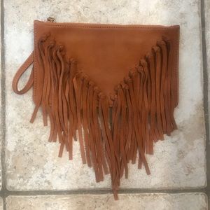 Sole society fringe clutch